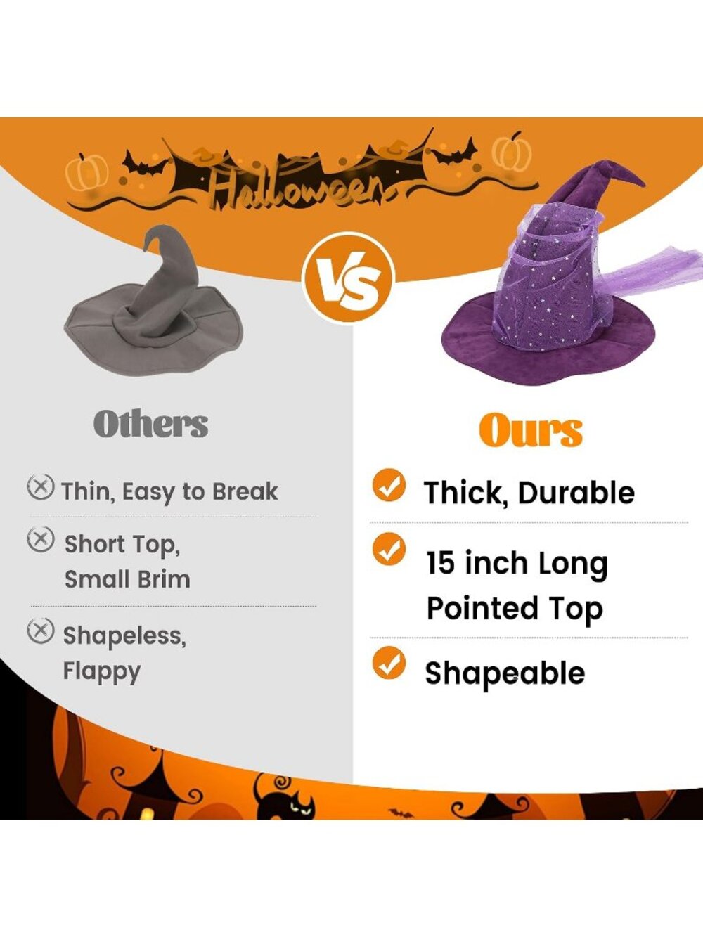 Women's Purple Mesh Halloween Witch Hats Cosplay Costume Accessory For Party - Picture 4 of 7